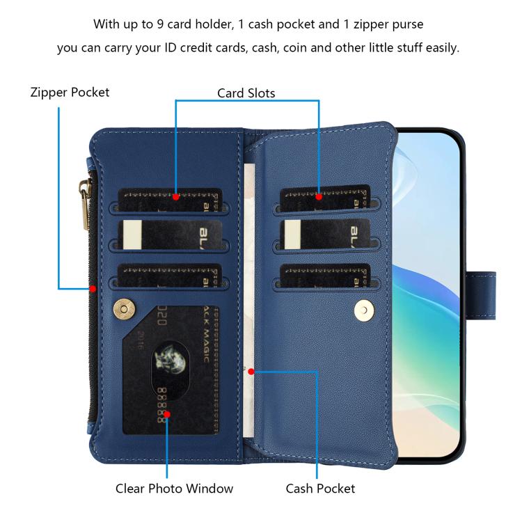 Magnetic Closure 9 Card Slots Zipper Leather Case with Hand Strap, For Realme 10 Pro 5G, For Realme 10 Pro+ 5G, For Realme 10 4G Global, For Realme C30 4G / Narzo 50i Prime / C30S, For Realme GT NEO 3T, For Realme 9 Pro+ 5G / Narzo 50 Pro              ...