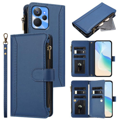 Magnetic Closure 9 Card Slots Zipper Leather Case with Hand Strap, For Realme 13 4G Global / P1 5G Global, For Realme 13 Pro 5G Global, For Realme GT 6 5G Global / GT 6T 5G Global, For Realme C67 4G Global / 12 Lite 4G Global                           ...