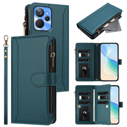 Magnetic Closure 9 Card Slots Zipper Leather Case with Hand Strap, For Realme 13 4G Global / P1 5G Global, For Realme 13 Pro 5G Global, For Realme GT 6 5G Global / GT 6T 5G Global, For Realme C67 4G Global / 12 Lite 4G Global                           ...