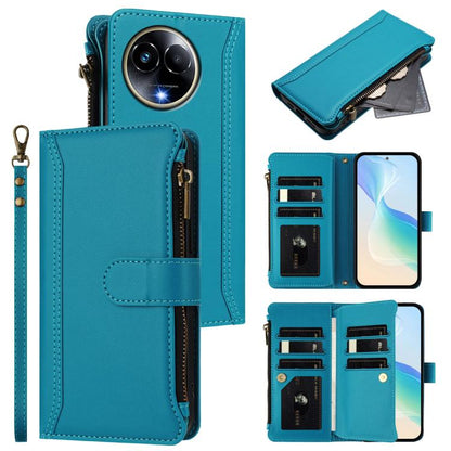 Magnetic Closure 9 Card Slots Zipper Leather Case with Hand Strap, For Realme 13 4G Global / P1 5G Global, For Realme 13 Pro 5G Global, For Realme GT 6 5G Global / GT 6T 5G Global, For Realme C67 4G Global / 12 Lite 4G Global                           ...