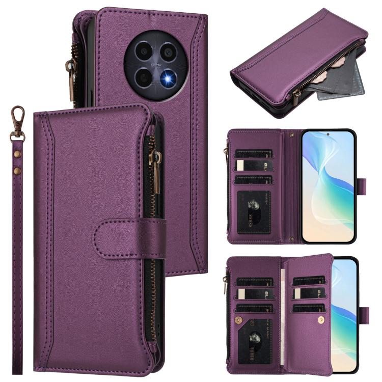 Magnetic Closure 9 Card Slots Zipper Leather Case with Hand Strap, For Realme GT7, For Realme Narzo 80 Pro, For Realme Narzo 80X, For Realme P3 Ultra 5G  Global, For Realme P3 5G Global, For Realme P3 Pro 5G  Global, For Realme 14 Pro+ 5G              ...