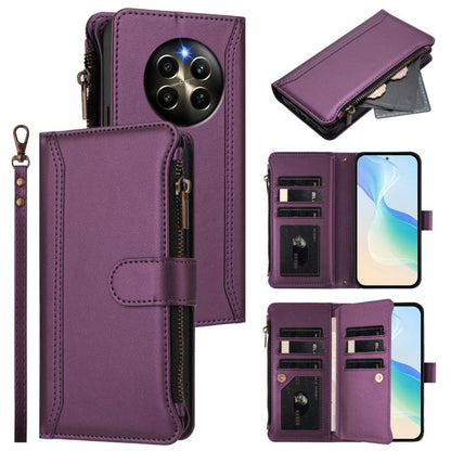 Magnetic Closure 9 Card Slots Zipper Leather Case with Hand Strap, For Realme 13 4G Global / P1 5G Global, For Realme 13 Pro 5G Global, For Realme GT 6 5G Global / GT 6T 5G Global, For Realme C67 4G Global / 12 Lite 4G Global                           ...