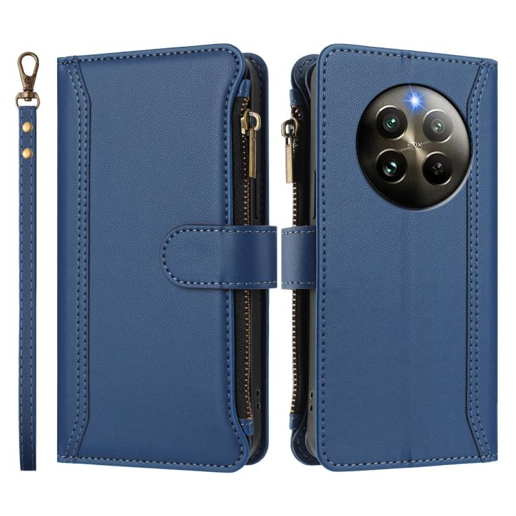 Magnetic Closure 9 Card Slots Zipper Leather Case with Hand Strap, For Realme 13 4G Global / P1 5G Global, For Realme 13 Pro 5G Global, For Realme GT 6 5G Global / GT 6T 5G Global, For Realme C67 4G Global / 12 Lite 4G Global                           ...