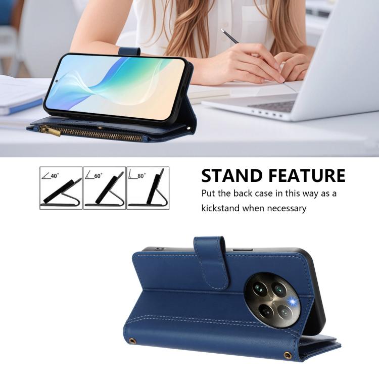Magnetic Closure 9 Card Slots Zipper Leather Case with Hand Strap, For Realme 13 4G Global / P1 5G Global, For Realme 13 Pro 5G Global, For Realme GT 6 5G Global / GT 6T 5G Global, For Realme C67 4G Global / 12 Lite 4G Global                           ...