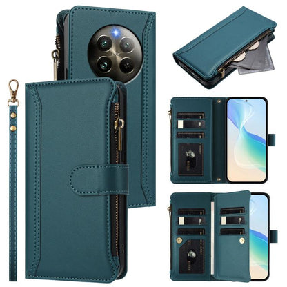 Magnetic Closure 9 Card Slots Zipper Leather Case with Hand Strap, For Realme 13 4G Global / P1 5G Global, For Realme 13 Pro 5G Global, For Realme GT 6 5G Global / GT 6T 5G Global, For Realme C67 4G Global / 12 Lite 4G Global                           ...