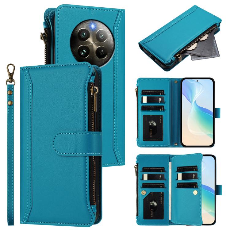 Magnetic Closure 9 Card Slots Zipper Leather Case with Hand Strap, For Realme 13 4G Global / P1 5G Global, For Realme 13 Pro 5G Global, For Realme GT 6 5G Global / GT 6T 5G Global, For Realme C67 4G Global / 12 Lite 4G Global                           ...