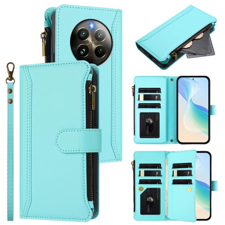 Magnetic Closure 9 Card Slots Zipper Leather Case with Hand Strap, For Realme 13 4G Global / P1 5G Global, For Realme 13 Pro 5G Global, For Realme GT 6 5G Global / GT 6T 5G Global, For Realme C67 4G Global / 12 Lite 4G Global                           ...