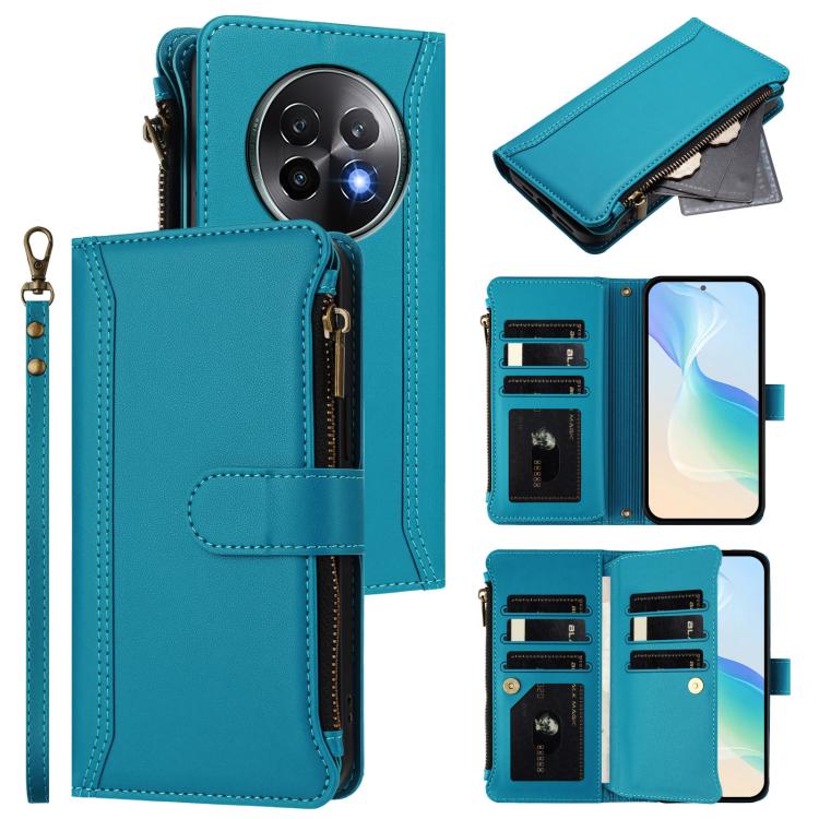Magnetic Closure 9 Card Slots Zipper Leather Case with Hand Strap, For Realme GT7, For Realme Narzo 80 Pro, For Realme Narzo 80X, For Realme P3 Ultra 5G  Global, For Realme P3 5G Global, For Realme P3 Pro 5G  Global, For Realme 14 Pro+ 5G              ...