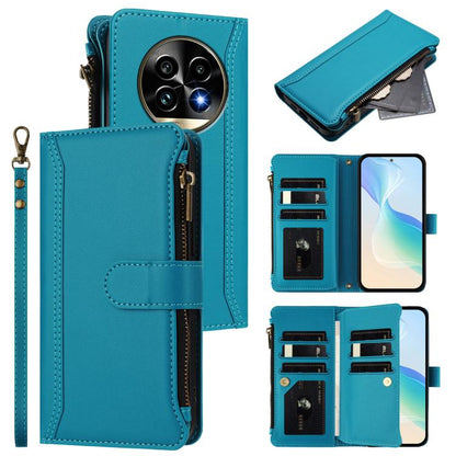 Magnetic Closure 9 Card Slots Zipper Leather Case with Hand Strap, For Realme 13 4G Global / P1 5G Global, For Realme 13 Pro 5G Global, For Realme GT 6 5G Global / GT 6T 5G Global, For Realme C67 4G Global / 12 Lite 4G Global                           ...