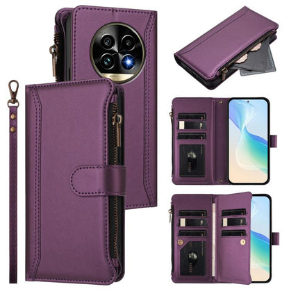 Magnetic Closure 9 Card Slots Zipper Leather Case with Hand Strap, For Realme 13 4G Global / P1 5G Global, For Realme 13 Pro 5G Global, For Realme GT 6 5G Global / GT 6T 5G Global, For Realme C67 4G Global / 12 Lite 4G Global                           ...