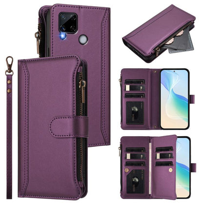 Magnetic Closure 9 Card Slots Zipper Leather Case with Hand Strap, For Realme 10 Pro 5G, For Realme 10 Pro+ 5G, For Realme 10 4G Global, For Realme C30 4G / Narzo 50i Prime / C30S, For Realme GT NEO 3T, For Realme 9 Pro+ 5G / Narzo 50 Pro              ...