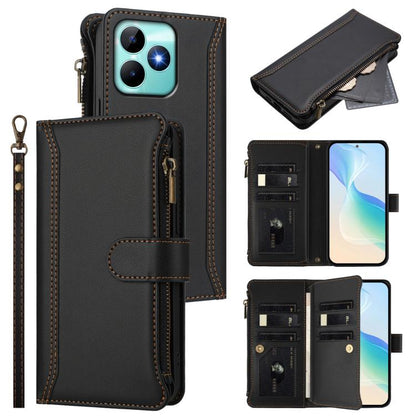 Magnetic Closure 9 Card Slots Zipper Leather Case with Hand Strap, For Realme 13 4G Global / P1 5G Global, For Realme 13 Pro 5G Global, For Realme GT 6 5G Global / GT 6T 5G Global, For Realme C67 4G Global / 12 Lite 4G Global                           ...
