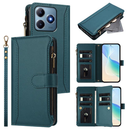 Magnetic Closure 9 Card Slots Zipper Leather Case with Hand Strap, For Realme GT7, For Realme Narzo 80 Pro, For Realme Narzo 80X, For Realme P3 Ultra 5G  Global, For Realme P3 5G Global, For Realme P3 Pro 5G  Global, For Realme 14 Pro+ 5G              ...