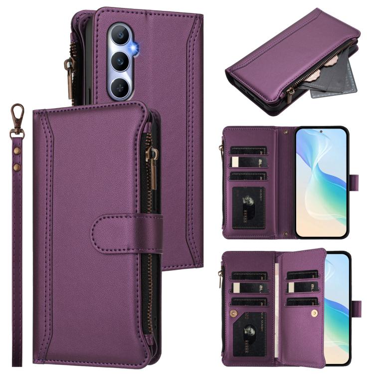 Magnetic Closure 9 Card Slots Zipper Leather Case with Hand Strap, For Realme 13 4G Global / P1 5G Global, For Realme 13 Pro 5G Global, For Realme GT 6 5G Global / GT 6T 5G Global, For Realme C67 4G Global / 12 Lite 4G Global                           ...