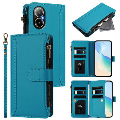 Magnetic Closure 9 Card Slots Zipper Leather Case with Hand Strap, For Realme 13 4G Global / P1 5G Global, For Realme 13 Pro 5G Global, For Realme GT 6 5G Global / GT 6T 5G Global, For Realme C67 4G Global / 12 Lite 4G Global                           ...