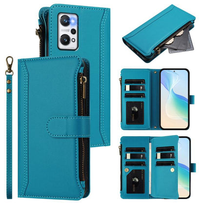 Magnetic Closure 9 Card Slots Zipper Leather Case with Hand Strap, For Realme 10 Pro 5G, For Realme 10 Pro+ 5G, For Realme 10 4G Global, For Realme C30 4G / Narzo 50i Prime / C30S, For Realme GT NEO 3T, For Realme 9 Pro+ 5G / Narzo 50 Pro              ...