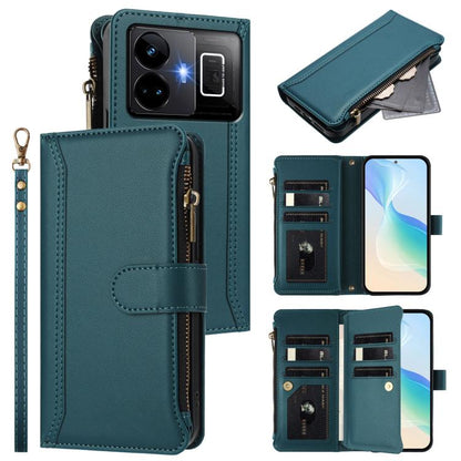 Magnetic Closure 9 Card Slots Zipper Leather Case with Hand Strap, For Realme 13 4G Global / P1 5G Global, For Realme 13 Pro 5G Global, For Realme GT 6 5G Global / GT 6T 5G Global, For Realme C67 4G Global / 12 Lite 4G Global                           ...