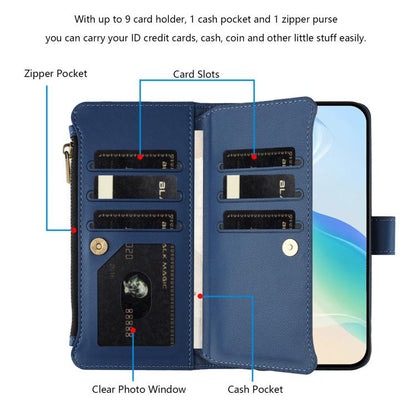 Magnetic Closure 9 Card Slots Zipper Leather Case with Hand Strap, For Realme GT7, For Realme Narzo 80 Pro, For Realme Narzo 80X, For Realme P3 Ultra 5G  Global, For Realme P3 5G Global, For Realme P3 Pro 5G  Global, For Realme 14 Pro+ 5G              ...