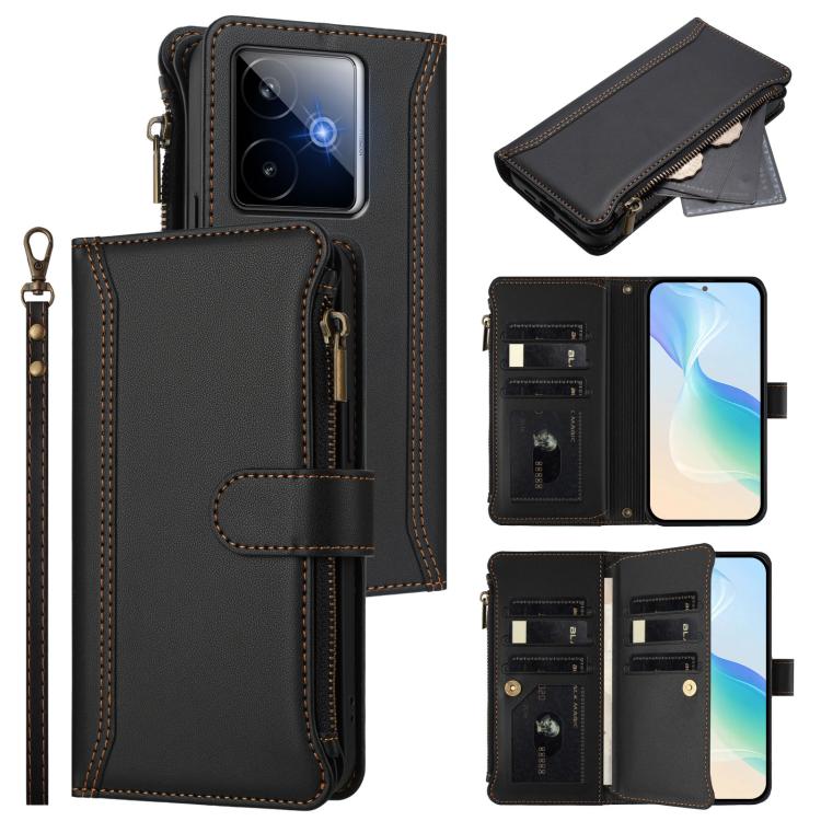 Magnetic Closure 9 Card Slots Zipper Leather Case with Hand Strap, For Realme GT7, For Realme Narzo 80 Pro, For Realme Narzo 80X, For Realme P3 Ultra 5G  Global, For Realme P3 5G Global, For Realme P3 Pro 5G  Global, For Realme 14 Pro+ 5G              ...