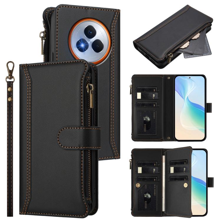 Magnetic Closure 9 Card Slots Zipper Leather Case with Hand Strap, For Realme GT7, For Realme Narzo 80 Pro, For Realme Narzo 80X, For Realme P3 Ultra 5G  Global, For Realme P3 5G Global, For Realme P3 Pro 5G  Global, For Realme 14 Pro+ 5G              ...