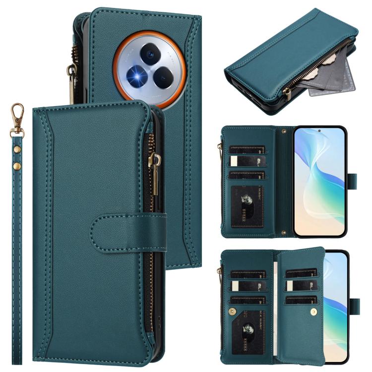 Magnetic Closure 9 Card Slots Zipper Leather Case with Hand Strap, For Realme GT7, For Realme Narzo 80 Pro, For Realme Narzo 80X, For Realme P3 Ultra 5G  Global, For Realme P3 5G Global, For Realme P3 Pro 5G  Global, For Realme 14 Pro+ 5G              ...