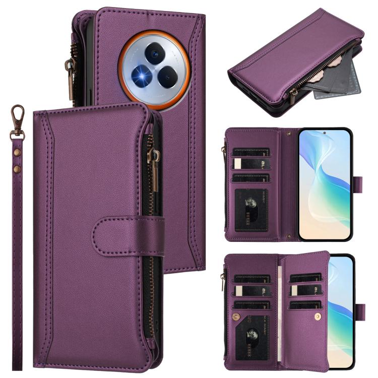 Magnetic Closure 9 Card Slots Zipper Leather Case with Hand Strap, For Realme GT7, For Realme Narzo 80 Pro, For Realme Narzo 80X, For Realme P3 Ultra 5G  Global, For Realme P3 5G Global, For Realme P3 Pro 5G  Global, For Realme 14 Pro+ 5G              ...