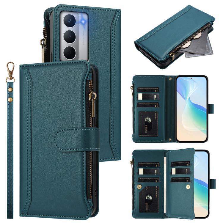 Magnetic Closure 9 Card Slots Zipper Leather Case with Hand Strap, For Realme GT7, For Realme Narzo 80 Pro, For Realme Narzo 80X, For Realme P3 Ultra 5G  Global, For Realme P3 5G Global, For Realme P3 Pro 5G  Global, For Realme 14 Pro+ 5G              ...