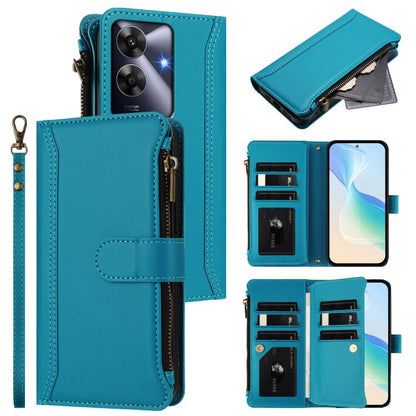 Magnetic Closure 9 Card Slots Zipper Leather Case with Hand Strap, For Realme GT7, For Realme Narzo 80 Pro, For Realme Narzo 80X, For Realme P3 Ultra 5G  Global, For Realme P3 5G Global, For Realme P3 Pro 5G  Global, For Realme 14 Pro+ 5G              ...