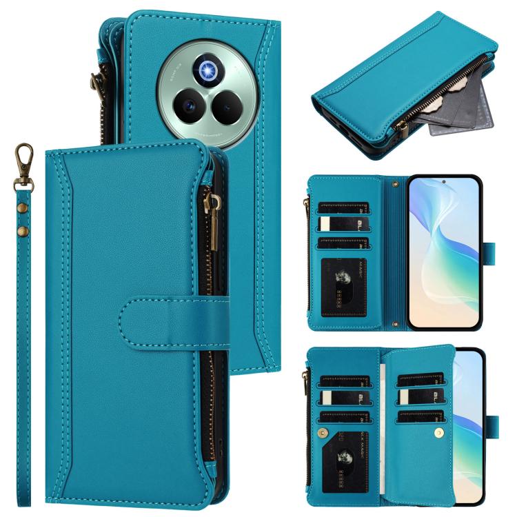 Magnetic Closure 9 Card Slots Zipper Leather Case with Hand Strap, For Realme GT7, For Realme Narzo 80 Pro, For Realme Narzo 80X, For Realme P3 Ultra 5G  Global, For Realme P3 5G Global, For Realme P3 Pro 5G  Global, For Realme 14 Pro+ 5G              ...