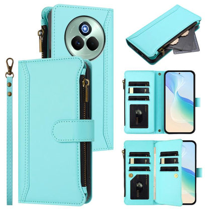 Magnetic Closure 9 Card Slots Zipper Leather Case with Hand Strap, For Realme GT7, For Realme Narzo 80 Pro, For Realme Narzo 80X, For Realme P3 Ultra 5G  Global, For Realme P3 5G Global, For Realme P3 Pro 5G  Global, For Realme 14 Pro+ 5G              ...
