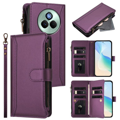 Magnetic Closure 9 Card Slots Zipper Leather Case with Hand Strap, For Realme GT7, For Realme Narzo 80 Pro, For Realme Narzo 80X, For Realme P3 Ultra 5G  Global, For Realme P3 5G Global, For Realme P3 Pro 5G  Global, For Realme 14 Pro+ 5G              ...