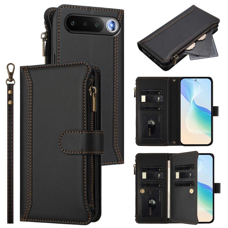Magnetic Closure 9 Card Slots Zipper Leather Case with Hand Strap, For Realme 16T 5G Global, For Realme C83 5G India/C85 5G, For Realme P4 Power 5G, For Realme Note 80 4G Global, For Realme 16 5G Global, For Realme 16 Pro+ 5G Global                    ...