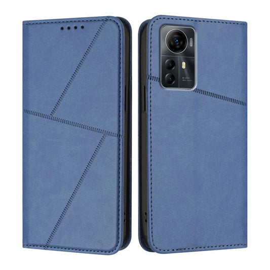 Blue magnetic flip leather phone case with frosted style cover and camera cutout