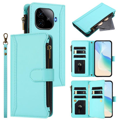 Magnetic Closure 9 Card Slots Zipper Leather Case with Hand Strap, For vivo X100 Pro 5G / X100S Pro 5G, For vivo X100S 5G, For vivo iQOO Z9X, For vivo Y20 / Y20i / Y20S / Y11S, For vivo iQOO Z9 5G / Z9 Turbo 5G, For vivo V30 5G Global                  ...