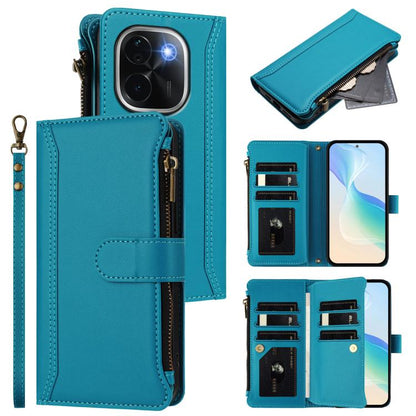 Magnetic Closure 9 Card Slots Zipper Leather Case with Hand Strap, For vivo V50 5G Global, For vivo S20 5G, For vivo S20 Pro 5G, For vivo Y19S 4G Global, For vivo X200 5G, For vivo X200 Pro mini, For vivo X200 Pro 5G, For vivo V40E 5G india / iQOO Z9s ...