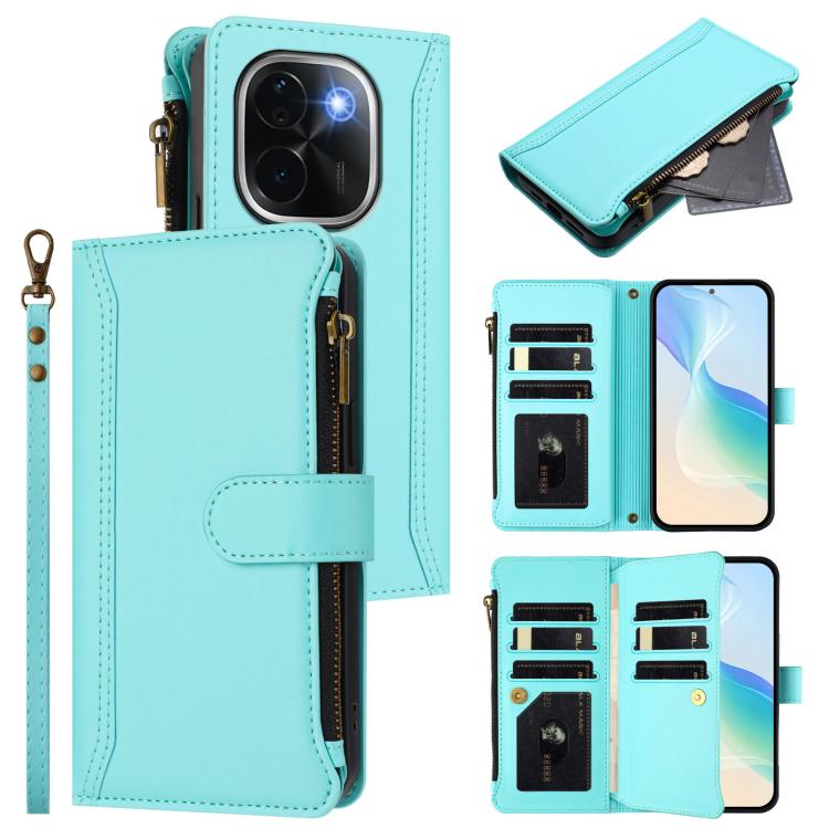 Magnetic Closure 9 Card Slots Zipper Leather Case with Hand Strap, For vivo V50 5G Global, For vivo S20 5G, For vivo S20 Pro 5G, For vivo Y19S 4G Global, For vivo X200 5G, For vivo X200 Pro mini, For vivo X200 Pro 5G, For vivo V40E 5G india / iQOO Z9s ...