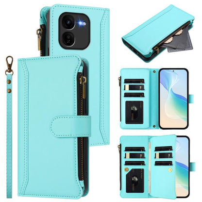 Magnetic Closure 9 Card Slots Zipper Leather Case with Hand Strap, For vivo X100 Pro 5G / X100S Pro 5G, For vivo X100S 5G, For vivo iQOO Z9X, For vivo Y20 / Y20i / Y20S / Y11S, For vivo iQOO Z9 5G / Z9 Turbo 5G, For vivo V30 5G Global                  ...