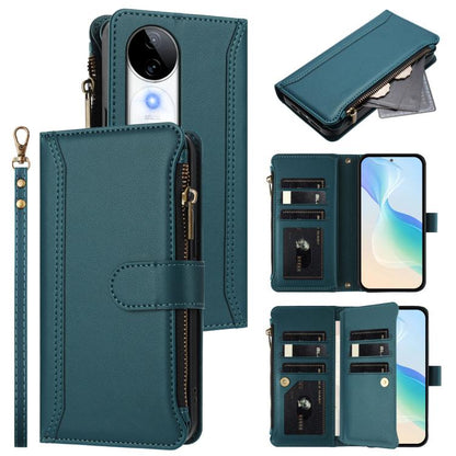 Magnetic Closure 9 Card Slots Zipper Leather Case with Hand Strap, For vivo V50 5G Global, For vivo S20 5G, For vivo S20 Pro 5G, For vivo Y19S 4G Global, For vivo X200 5G, For vivo X200 Pro mini, For vivo X200 Pro 5G, For vivo V40E 5G india / iQOO Z9s ...