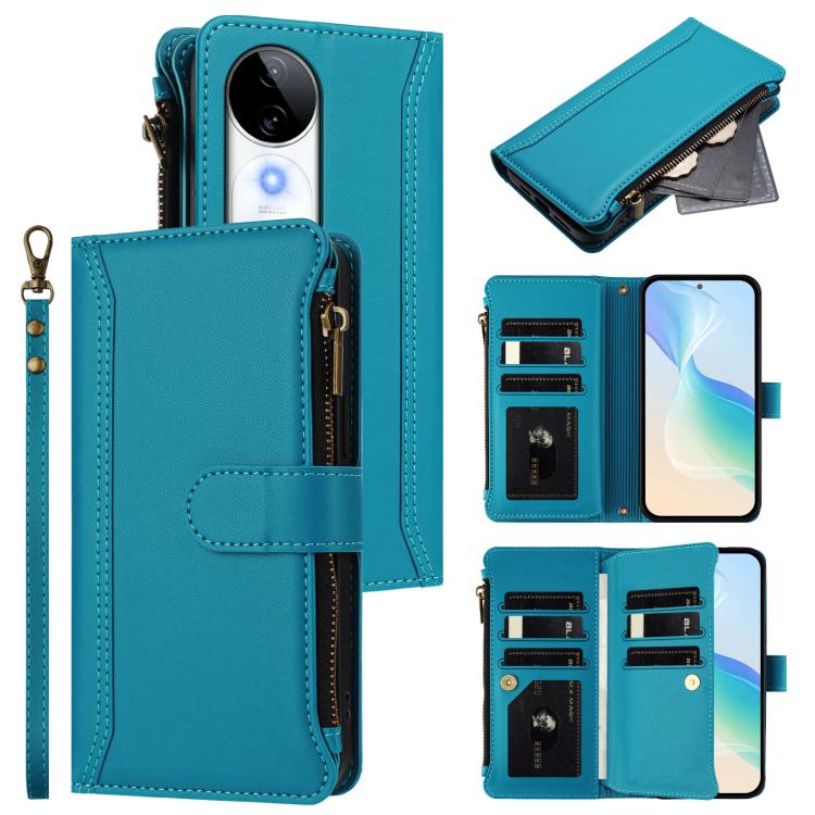 Magnetic Closure 9 Card Slots Zipper Leather Case with Hand Strap, For vivo V50 5G Global, For vivo S20 5G, For vivo S20 Pro 5G, For vivo Y19S 4G Global, For vivo X200 5G, For vivo X200 Pro mini, For vivo X200 Pro 5G, For vivo V40E 5G india / iQOO Z9s ...