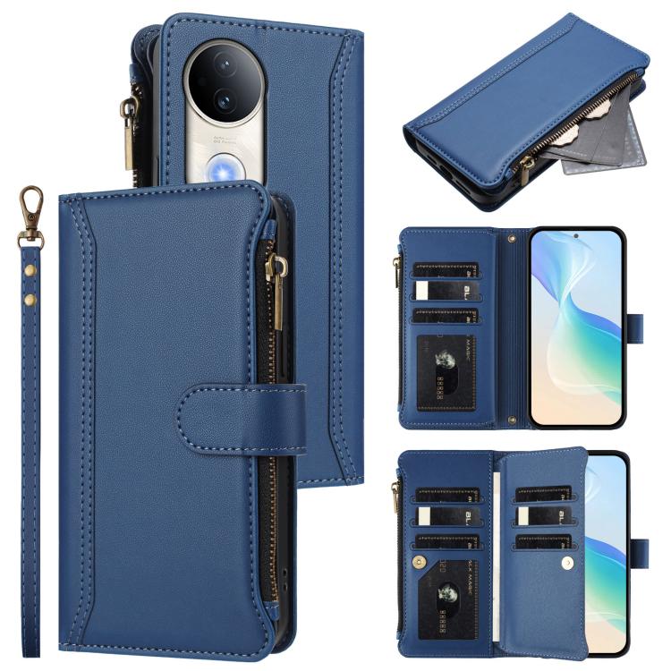 Magnetic Closure 9 Card Slots Zipper Leather Case with Hand Strap, For vivo V50 5G Global, For vivo S20 5G, For vivo S20 Pro 5G, For vivo Y19S 4G Global, For vivo X200 5G, For vivo X200 Pro mini, For vivo X200 Pro 5G, For vivo V40E 5G india / iQOO Z9s ...