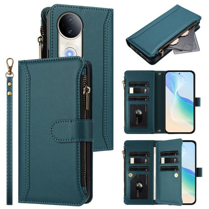 Magnetic Closure 9 Card Slots Zipper Leather Case with Hand Strap, For vivo V50 5G Global, For vivo S20 5G, For vivo S20 Pro 5G, For vivo Y19S 4G Global, For vivo X200 5G, For vivo X200 Pro mini, For vivo X200 Pro 5G, For vivo V40E 5G india / iQOO Z9s ...