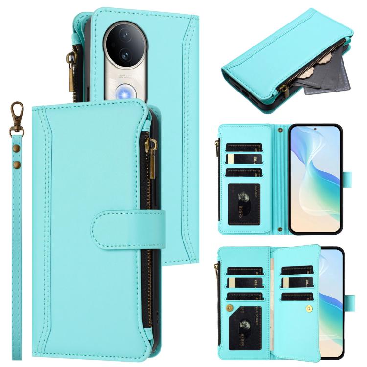 Magnetic Closure 9 Card Slots Zipper Leather Case with Hand Strap, For vivo V50 5G Global, For vivo S20 5G, For vivo S20 Pro 5G, For vivo Y19S 4G Global, For vivo X200 5G, For vivo X200 Pro mini, For vivo X200 Pro 5G, For vivo V40E 5G india / iQOO Z9s ...