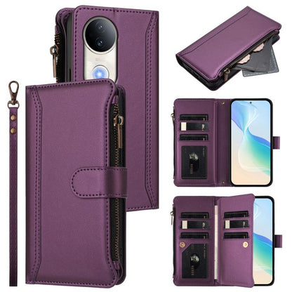 Magnetic Closure 9 Card Slots Zipper Leather Case with Hand Strap, For vivo V50 5G Global, For vivo S20 5G, For vivo S20 Pro 5G, For vivo Y19S 4G Global, For vivo X200 5G, For vivo X200 Pro mini, For vivo X200 Pro 5G, For vivo V40E 5G india / iQOO Z9s ...