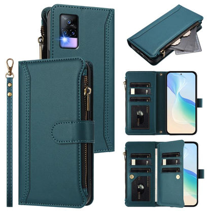 Magnetic Closure 9 Card Slots Zipper Leather Case with Hand Strap, For vivo Y33S 4G Global / Y21 2021, For vivo V20 / V21E 4G / Y73 2021, For vivo Y30 4G Global, For vivo Y19 / U3 / Y5S / Z5i / U20, For vivo Y17 / Y15 / Y12 Global