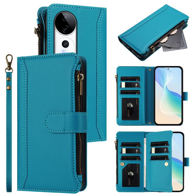 Magnetic Closure 9 Card Slots Zipper Leather Case with Hand Strap, For vivo V50 5G Global, For vivo S20 5G, For vivo S20 Pro 5G, For vivo Y19S 4G Global, For vivo X200 5G, For vivo X200 Pro mini, For vivo X200 Pro 5G, For vivo V40E 5G india / iQOO Z9s ...