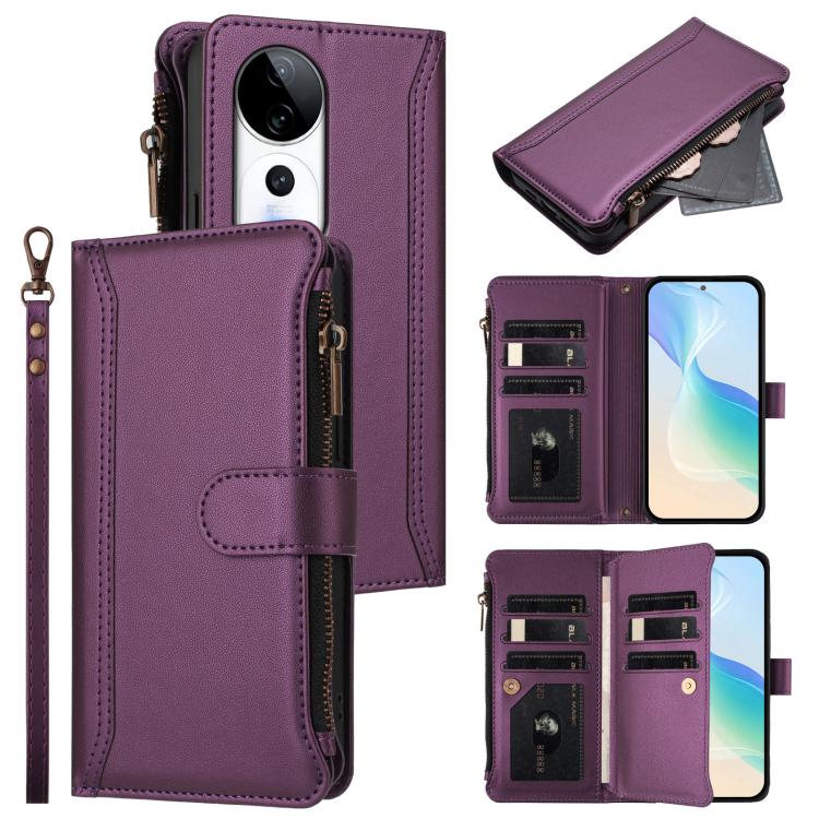 Magnetic Closure 9 Card Slots Zipper Leather Case with Hand Strap, For vivo V50 5G Global, For vivo S20 5G, For vivo S20 Pro 5G, For vivo Y19S 4G Global, For vivo X200 5G, For vivo X200 Pro mini, For vivo X200 Pro 5G, For vivo V40E 5G india / iQOO Z9s ...