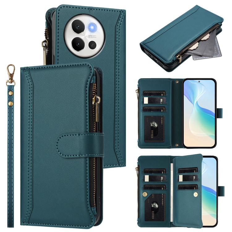 Magnetic Closure 9 Card Slots Zipper Leather Case with Hand Strap, For vivo V50 5G Global, For vivo S20 5G, For vivo S20 Pro 5G, For vivo Y19S 4G Global, For vivo X200 5G, For vivo X200 Pro mini, For vivo X200 Pro 5G, For vivo V40E 5G india / iQOO Z9s ...
