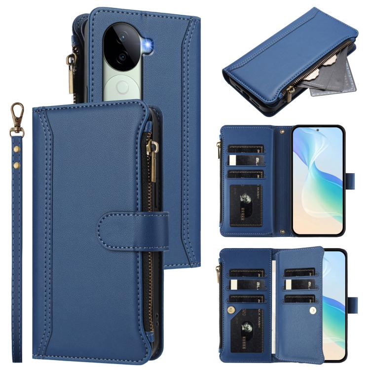 Magnetic Closure 9 Card Slots Zipper Leather Case with Hand Strap, For vivo V50 5G Global, For vivo S20 5G, For vivo S20 Pro 5G, For vivo Y19S 4G Global, For vivo X200 5G, For vivo X200 Pro mini, For vivo X200 Pro 5G, For vivo V40E 5G india / iQOO Z9s ...