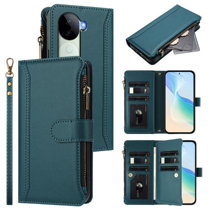 Magnetic Closure 9 Card Slots Zipper Leather Case with Hand Strap, For vivo V50 5G Global, For vivo S20 5G, For vivo S20 Pro 5G, For vivo Y19S 4G Global, For vivo X200 5G, For vivo X200 Pro mini, For vivo X200 Pro 5G, For vivo V40E 5G india / iQOO Z9s ...