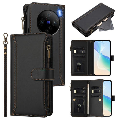 Magnetic Closure 9 Card Slots Zipper Leather Case with Hand Strap, For vivo X100 Pro 5G / X100S Pro 5G, For vivo X100S 5G, For vivo iQOO Z9X, For vivo Y20 / Y20i / Y20S / Y11S, For vivo iQOO Z9 5G / Z9 Turbo 5G, For vivo V30 5G Global                  ...